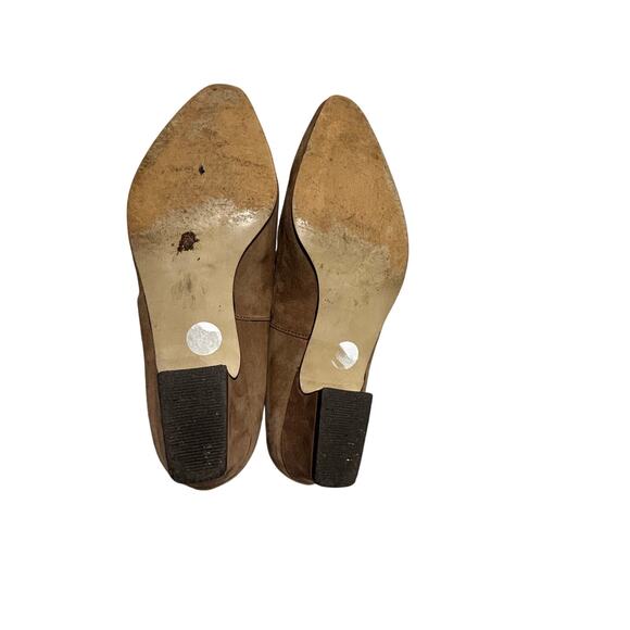 Vintage 1980's fawn brown suede leather Mary Janes classic low heel shoes - Picture 10 of 12